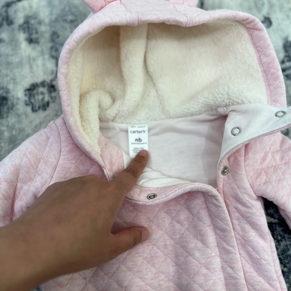 Baby Girl Carter's Quilted Heather Hooded Bunting - Picture 4 of 6